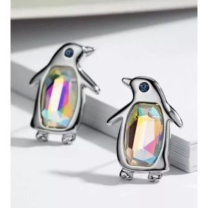 Austrian Crystal & Rhinestone Penguin Earrings